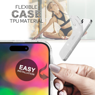 NALIA Glitzerhülle für iPhone 14 Pro – Funkelndes Silikon Case – DAZZLIN (Transparent & Stoßfest) – Marke aus Berlin Transparent NALIA Transparente Hülle
