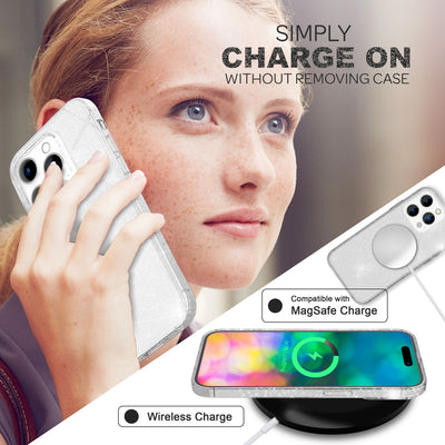 NALIA Glitzerhülle für iPhone 14 Pro Max – Funkelndes Silikon Case – DAZZLIN (Transparent & Stoßfest) – Marke aus Berlin Transparent NALIA Transparente Hülle