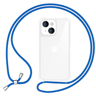 NALIA Handykette für iPhone 14 – Transparentes Hybrid-Case & Band – HANGIT PRO (Anti-Gelb Rückseite & Verstellbar) – Marke aus Berlin Blau NALIA Transparente Hülle