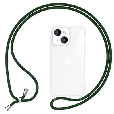NALIA Handykette für iPhone 14 – Transparentes Hybrid-Case & Band – HANGIT PRO (Anti-Gelb Rückseite & Verstellbar) – Marke aus Berlin Dunkel-Grün NALIA Transparente Hülle
