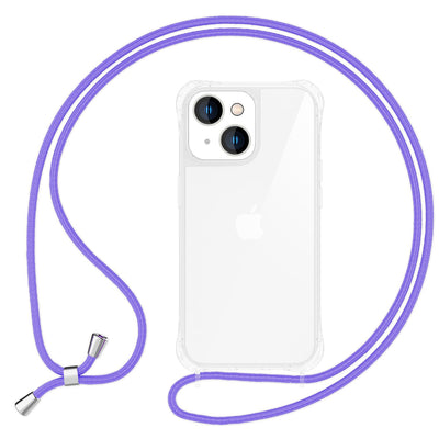 NALIA Handykette für iPhone 14 – Transparentes Hybrid-Case & Band – HANGIT PRO (Anti-Gelb Rückseite & Verstellbar) – Marke aus Berlin Lila NALIA Transparente Hülle