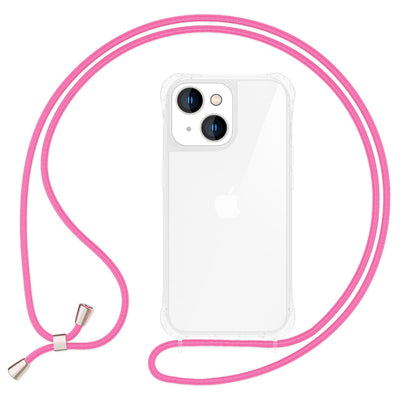 NALIA Handykette für iPhone 14 – Transparentes Hybrid-Case & Band – HANGIT PRO (Anti-Gelb Rückseite & Verstellbar) – Marke aus Berlin Pink NALIA Transparente Hülle