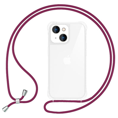 NALIA Handykette für iPhone 14 – Transparentes Hybrid-Case & Band – HANGIT PRO (Anti-Gelb Rückseite & Verstellbar) – Marke aus Berlin Rot NALIA Transparente Hülle