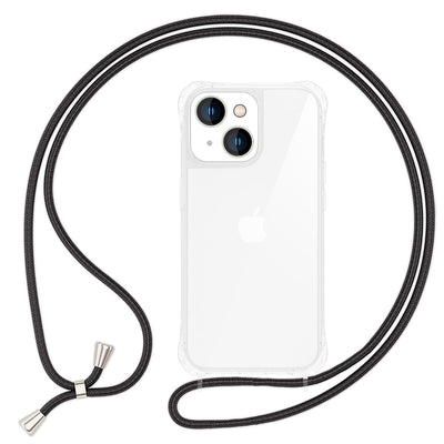 NALIA Handykette für iPhone 14 – Transparentes Hybrid-Case & Band – HANGIT PRO (Anti-Gelb Rückseite & Verstellbar) – Marke aus Berlin Schwarz NALIA Transparente Hülle