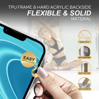 NALIA Handykette für iPhone 14 – Transparentes Hybrid-Case & Band – HANGIT PRO (Anti-Gelb Rückseite & Verstellbar) – Marke aus Berlin Schwarz Bunt NALIA Transparente Hülle