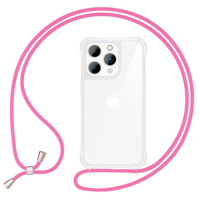 NALIA Handykette für iPhone 14 Pro – Transparentes Hybrid-Case & Band – HANGIT PRO (Anti-Gelb Rückseite & Verstellbar) – Marke aus Berlin Pink NALIA Transparente Hülle