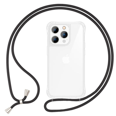 NALIA Handykette für iPhone 14 Pro – Transparentes Hybrid-Case & Band – HANGIT PRO (Anti-Gelb Rückseite & Verstellbar) – Marke aus Berlin Schwarz NALIA Transparente Hülle