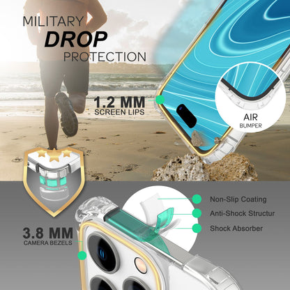 Hülle mit Kette für iPhone 14 Pro Max - Klare Handyhülle mit Band zum Umhängen Blau NALIA Transparente Hülle