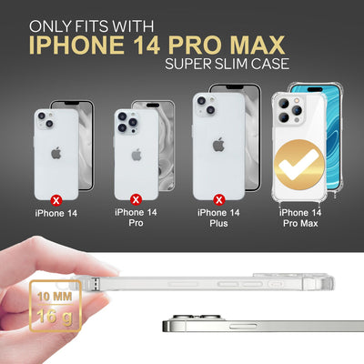NALIA Handykette für iPhone 14 Pro Max – Transparentes Hybrid-Case & Band – HANGIT PRO (Anti-Gelb Rückseite & Verstellbar) – Marke aus Berlin Pink NALIA Transparente Hülle
