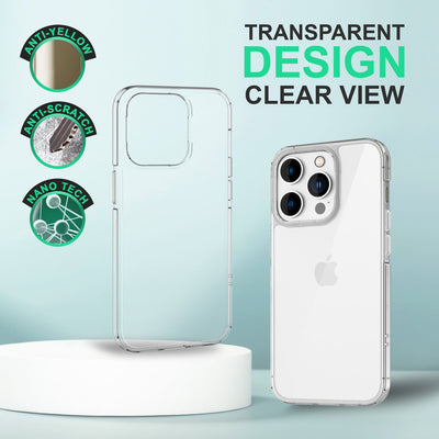 NALIA Transparente Hülle für iPhone 14 Pro – Anti-Gelb & Stoßfest – BLYSS (Rückseite in Glas-Optik) – Marke aus Berlin Default Title NALIA Transparente Hülle