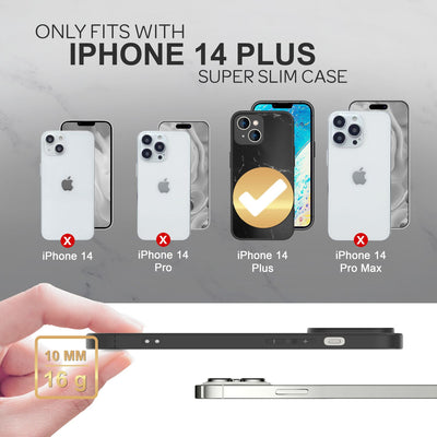 NALIA Marmor Glas Case für iPhone 14 Plus – Kratzfestes 9H Echtglas – MARBELLE (Silikon Bumper & Grip) – Marke aus Berlin Schwarz NALIA Protective Hülle