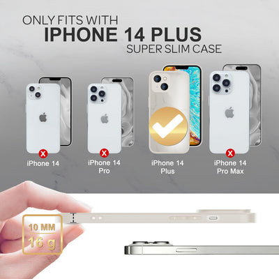 NALIA Marmor Glas Case für iPhone 14 Plus – Kratzfestes 9H Echtglas – MARBELLE (Silikon Bumper & Grip) – Marke aus Berlin Weiß NALIA Protective Hülle