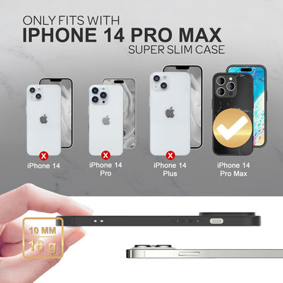 NALIA Marmor Glas Case für iPhone 14 Pro Max – Robustes 9H Echtglas – MARBELLE (Silikon Bumper & Grip) – Marke aus Berlin Schwarz NALIA Protective Hülle