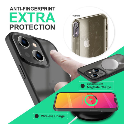 NALIA Matte Hülle für iPhone 14 Plus – Kein Vergilben & Anti-Fingerabdruck – SUMMIT (Semi-Transparent & Schwarzer Rahmen) – Marke aus Berlin Schwarz NALIA Protective Hülle