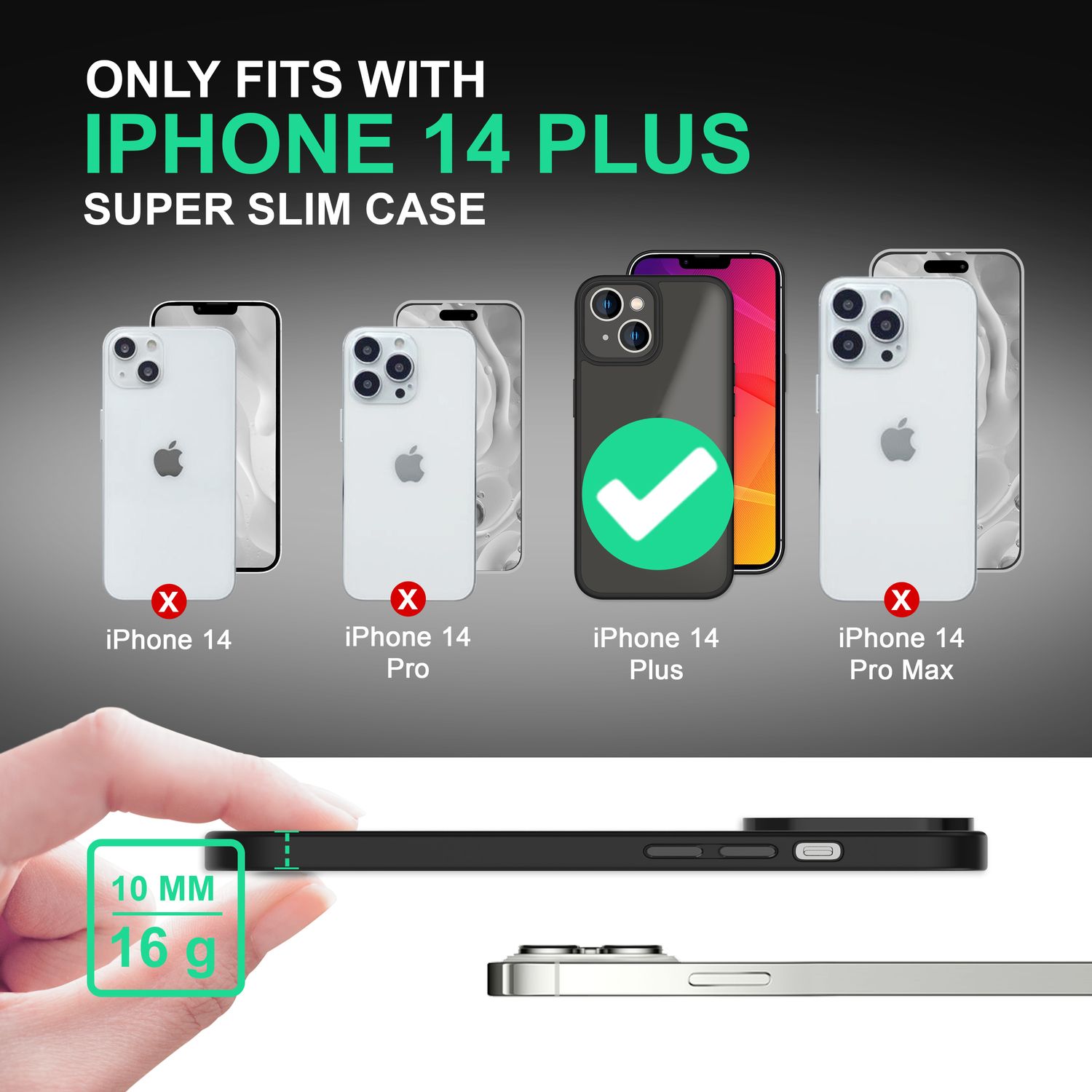 Für iPhone 14 Plus Hülle Hybrid Matt Durchscheinend Aufprall Schutz Handyhülle Schwarz NALIA Protective Hülle