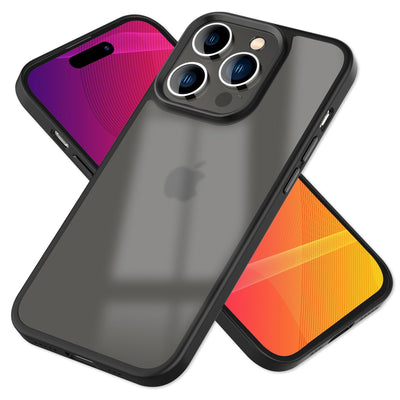 NALIA Matte Hülle für iPhone 14 Pro Max – Kein Vergilben & Anti-Fingerabdruck – SUMMIT (Semi-Transparent & Schwarzer Rahmen) – Marke aus Berlin Schwarz NALIA Protective Hülle