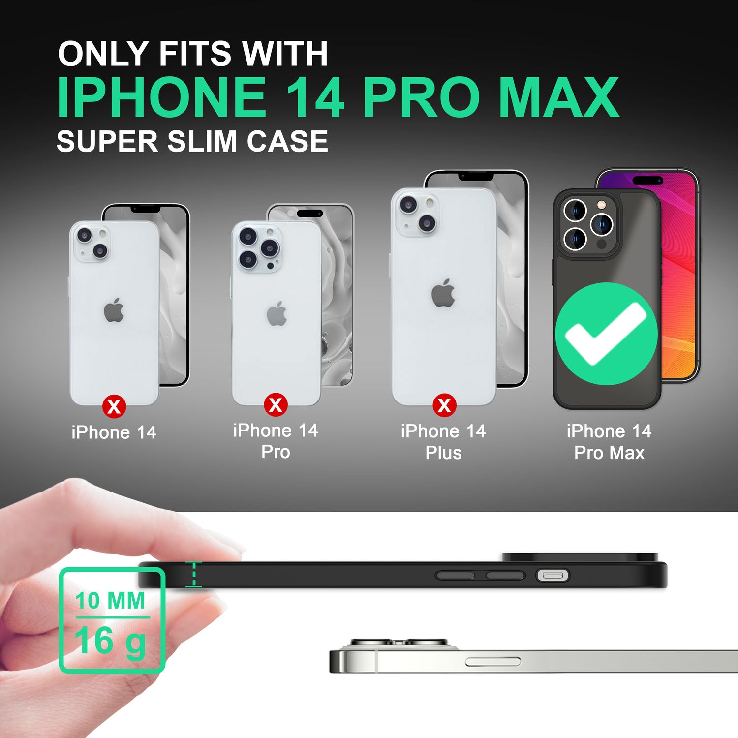 Hybrid Hülle für iPhone 14 Pro Max - Matt Cover Hard Case Silikon Schutz Rahmen Schwarz NALIA Protective Hülle