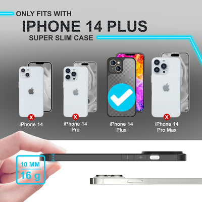 NALIA Mattes Carbon Look Case kompatibel mit iPhone 14 Plus Hülle, Durchsichtige Carbon-Struktur Anti-Fingerprint Robust Anti-Gelb Robust, Harte Rückseite & Verstärkter Silikon-Rand Default Title NALIA Protective Hülle