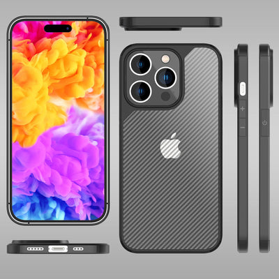 NALIA Carbon-Look Hülle für iPhone 14 Pro – Vergilbungsfrei & Rutschfest – NOMAD (Semi-Transparent & Silikon-Rahmen) – Marke aus Berlin Default Title NALIA Protective Hülle