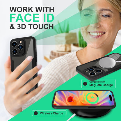 360° Hülle für iPhone 14 Pro Max, Klar Antigelb Rundum Schutz Cover Silikon Rand