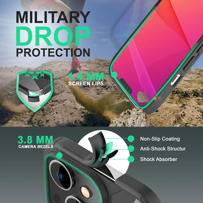 Hybrid Hülle für iPhone 14 - Klar Transparent Acryl Cover Silikon Schutz Rahmen Schwarz NALIA Protective Hülle