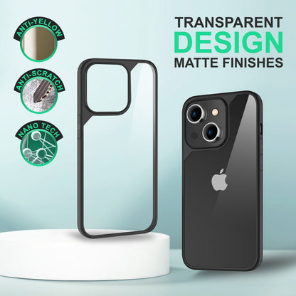 Hybrid Hülle für iPhone 14 - Klar Transparent Acryl Cover Silikon Schutz Rahmen Schwarz NALIA Protective Hülle