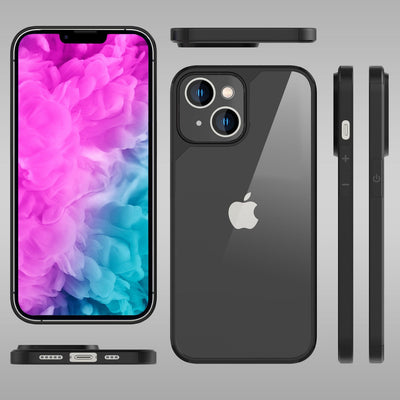 NALIA Handyhülle für iPhone 14 – Transparentes Hardcase & Schwarzer Bumper – PROVA (Vergilbungsfrei & Stoßfest) – Marke aus Berlin Schwarz NALIA Protective Hülle