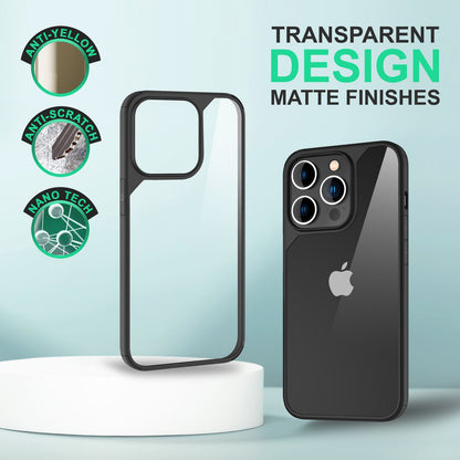 Hybrid Hülle für iPhone 14 Pro - Klar Transparent Acryl Cover Schutz Rahmen Case Schwarz NALIA Protective Hülle