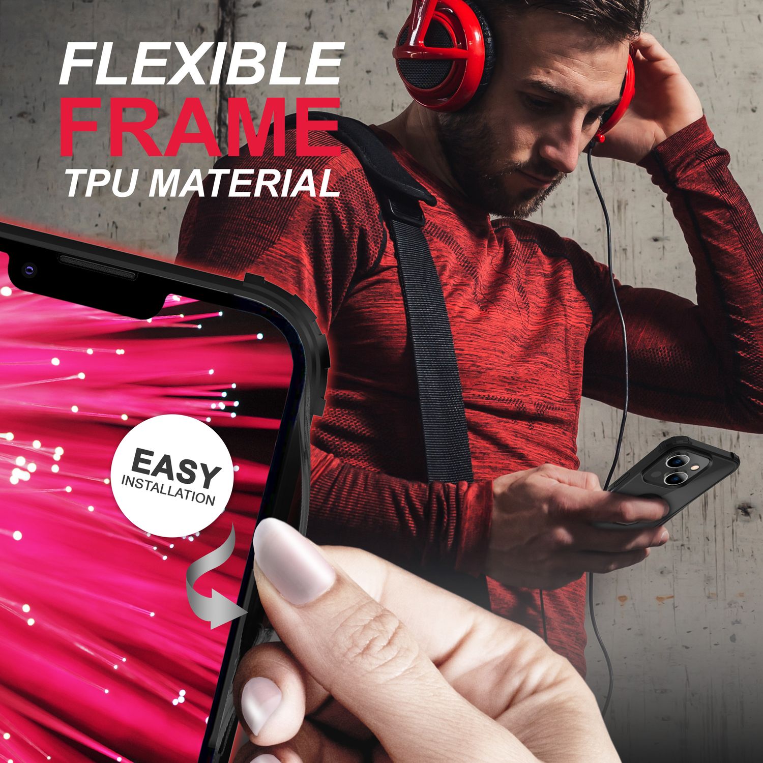 Ring Hülle für iPhone 14 - Klar Transparent Schutz Rahmen 360° Ring Aufsteller Schwarz NALIA Protective Hülle