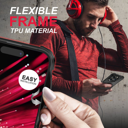 Ring Hülle für iPhone 14 Pro Max - Klar Transparent Schutz Rahmen 360° Ring Case Schwarz NALIA Protective Hülle