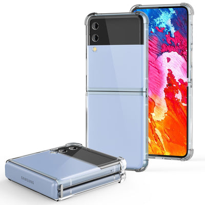 NALIA Klare Einteilige Schutzhülle kompatibel mit Samsung Galaxy Z Flip4 Hülle, Transparent Anti-Gelb Robust Aufprall-Schutz, Harte Rückseite & Verstärkter Silikon-Rahmen, Durchsichtige Handyhülle NALIA Transparente Hülle