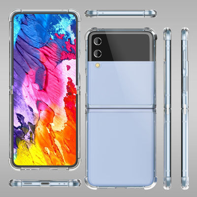 NALIA Klare Einteilige Schutzhülle kompatibel mit Samsung Galaxy Z Flip4 Hülle, Transparent Anti-Gelb Robust Aufprall-Schutz, Harte Rückseite & Verstärkter Silikon-Rahmen, Durchsichtige Handyhülle NALIA Transparente Hülle