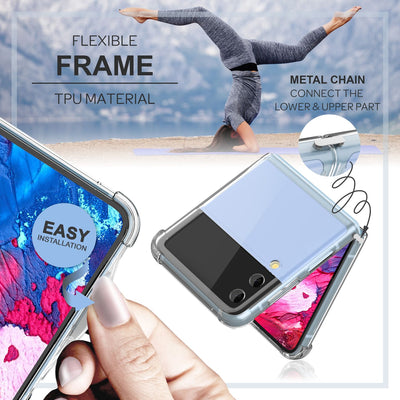 NALIA Klare Einteilige Schutzhülle kompatibel mit Samsung Galaxy Z Flip4 Hülle, Transparent Anti-Gelb Robust Aufprall-Schutz, Harte Rückseite & Verstärkter Silikon-Rahmen, Durchsichtige Handyhülle NALIA Transparente Hülle
