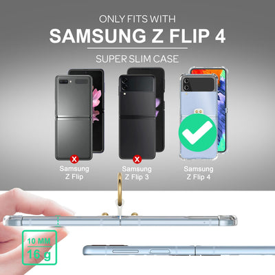 NALIA Klare Handyhülle mit Kette kompatibel mit Samsung Galaxy Z Flip4 Hülle, Transparente Schutzhülle mit Ring & Handy-Schnur zum Umhängen, Robuste Harte Rückseite & Silikon-Rand Pink NALIA Transparente Hülle