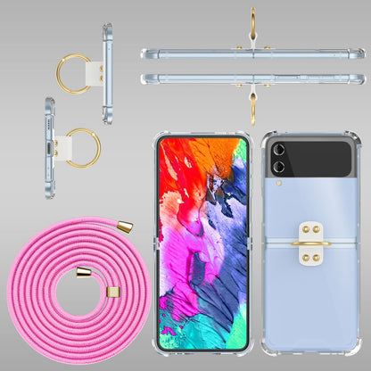 Umhänge Hülle für Samsung Galaxy Z Flip4 Klare Schutzhülle mit Band Schnur Ring Pink NALIA