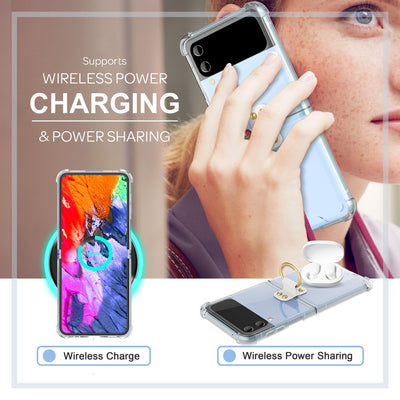 NALIA Klare Handyhülle mit Kette kompatibel mit Samsung Galaxy Z Flip4 Hülle, Transparente Schutzhülle mit Ring & Handy-Schnur zum Umhängen, Robuste Harte Rückseite & Silikon-Rand Rot NALIA Transparente Hülle
