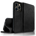 NALIA Echtlederhülle für iPhone 14 Pro – RFID Wallet & Magnet-Verschluss – LEVANTO (Handgefertigte Klapphülle) – Marke aus Berlin