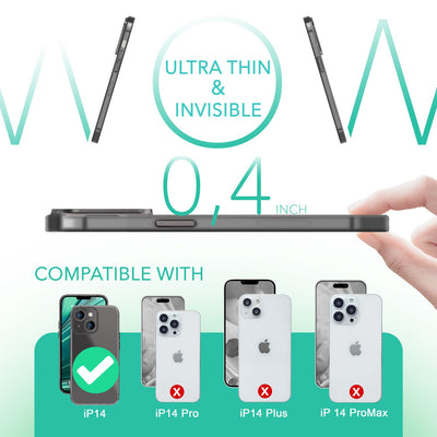 NALIA Ultra Slim Hardcase für iPhone 14 – Matt-Transparent & 0.3mm Dünn – PHANTOM (Dünnes Cover & Kamera-Vollschutz) – Marke aus Berlin Schwarz NALIA SlimFit Hülle