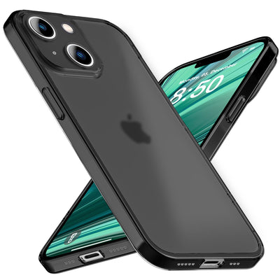 NALIA Ultra Slim Hardcase für iPhone 14 Plus – Matt-Transparent & 0.3mm Dünn – PHANTOM (Dünnes Cover & Kamera-Vollschutz) – Marke aus Berlin Schwarz NALIA SlimFit Hülle