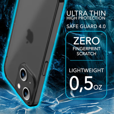 NALIA Ultra Slim Hardcase für iPhone 14 Plus – Matt-Transparent & 0.3mm Dünn – PHANTOM (Dünnes Cover & Kamera-Vollschutz) – Marke aus Berlin Schwarz NALIA SlimFit Hülle