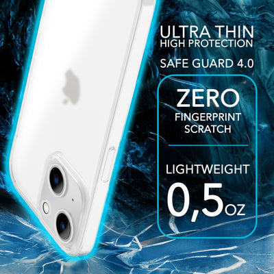 NALIA Ultra Slim Hardcase für iPhone 14 Plus – Matt-Transparent & 0.3mm Dünn – PHANTOM (Dünnes Cover & Kamera-Vollschutz) – Marke aus Berlin Weiß NALIA SlimFit Hülle