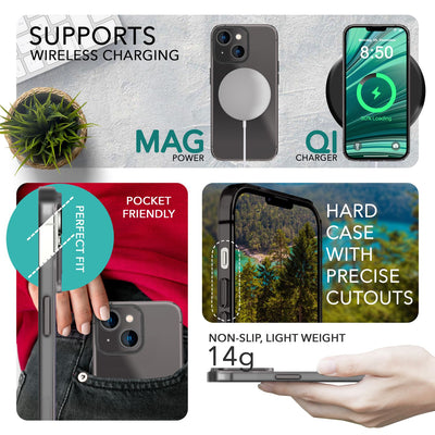 NALIA Ultra Slim Hardcase für iPhone 14 Plus – Matt-Transparent & 0.3mm Dünn – PHANTOM (Dünnes Cover & Kamera-Vollschutz) – Marke aus Berlin Schwarz NALIA SlimFit Hülle