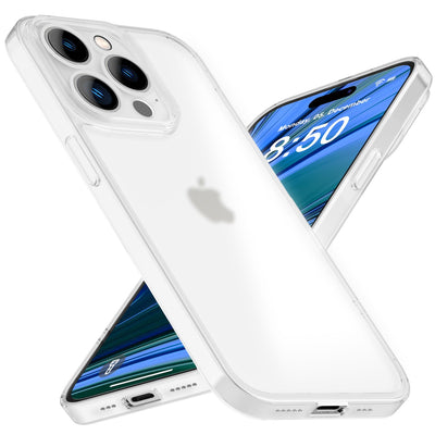 NALIA Ultra Slim Hardcase für iPhone 14 Pro – Matt-Transparent & 0.3mm Dünn – PHANTOM (Dünnes Cover & Kamera-Vollschutz) – Marke aus Berlin Weiß NALIA SlimFit Hülle