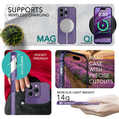 NALIA Ultra Slim Hardcase für iPhone 14 Pro – Matt-Transparent & 0.3mm Dünn – PHANTOM (Dünnes Cover & Kamera-Vollschutz) – Marke aus Berlin Lila NALIA SlimFit Hülle