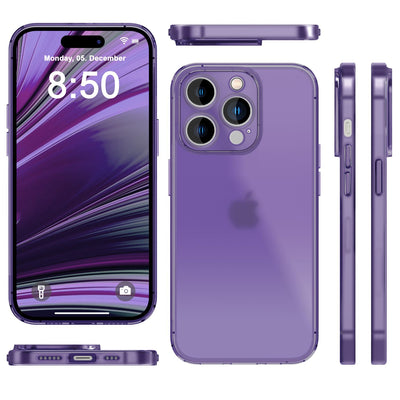 NALIA Ultra Slim Hardcase für iPhone 14 Pro – Matt-Transparent & 0.3mm Dünn – PHANTOM (Dünnes Cover & Kamera-Vollschutz) – Marke aus Berlin Lila NALIA SlimFit Hülle