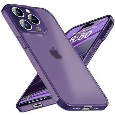 NALIA Ultra Slim Hardcase für iPhone 14 Pro Max – Matt-Transparent & 0.3mm Dünn – PHANTOM (Dünnes Cover & Kamera-Vollschutz) – Marke aus Berlin Lila NALIA SlimFit Hülle