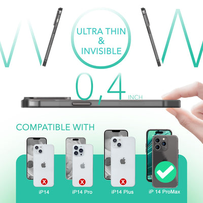 NALIA Ultra Slim Hardcase für iPhone 14 Pro Max – Matt-Transparent & 0.3mm Dünn – PHANTOM (Dünnes Cover & Kamera-Vollschutz) – Marke aus Berlin Schwarz NALIA SlimFit Hülle