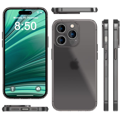 NALIA Ultra Slim Hardcase für iPhone 14 Pro Max – Matt-Transparent & 0.3mm Dünn – PHANTOM (Dünnes Cover & Kamera-Vollschutz) – Marke aus Berlin Schwarz NALIA SlimFit Hülle
