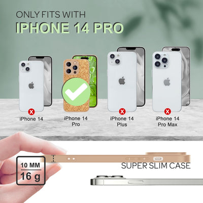 NALIA Schutzhülle mit Echt-Kork kompatibel mit iPhone 14 Pro Hülle, Natur-Kork Hellbraun Anti-Gelb Rutschfest Anti-Fingerabdruck, Harte Rückseite & Mattierter Silikon-Rand, Robuste Handyhülle Cover Default Title NALIA Protective Hülle