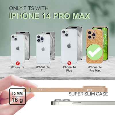 NALIA Schutzhülle mit Echt-Kork kompatibel mit iPhone 14 Pro Max Hülle, Natur-Kork Hellbraun Anti-Gelb Rutschfest Anti-Fingerabdruck, Harte Rückseite & Mattierter Silikon-Rand, Stoßfeste Handyhülle Default Title NALIA Protective Hülle